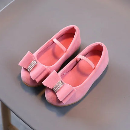 Little Girl Leather Shoes Simple Fashion Children Princess Shoes Solid Color Flats Causal Kids Versatile Bowtie Loafers Moccasin