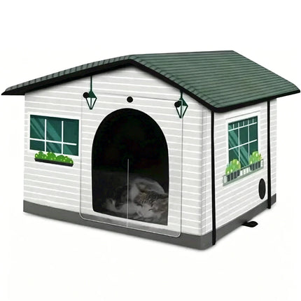 Outdoor Cat House Weatherproof Stray Cat Dog House Waterproof Outdoor Winter Warm Pet Cave Sleeping Beds Home Foldable Washable