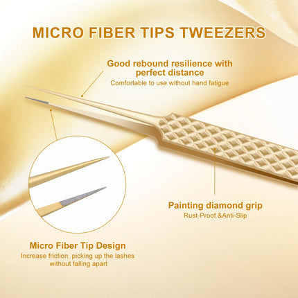 Nagaraku Fiber Tip Tweezer For Eyelash Extensions Professional Eyelash Tweezers Antistatic Straight Anti-slip Nano Technology
