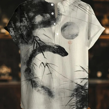 Men's polo shirt octopus print short-sleeved polo shirt summer fashion casual large size Hawaiian resort style printed top