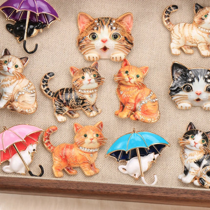 Cute and Exquisite Cartoon Cat Animal Design Brooches for Men and Women, Jewelry, Fashion Accessories, and Couple's Party Gifts
