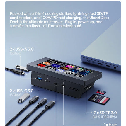 Ulanzi D200H Deck Dock Streaming Controller 7-in-1 One-Tap Creative Hub Customizable Stylish Desk Intelligent Lighting Control