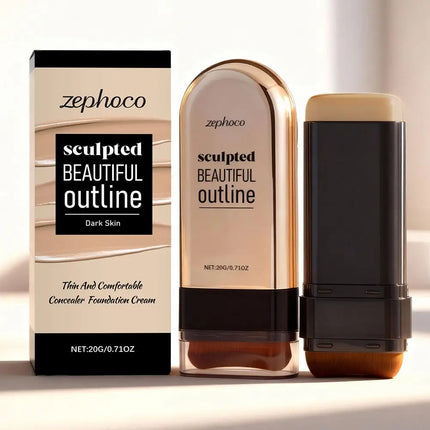 Zephoco Moisturizing Concealer Foundation Stick Long Lasting Full Coverage Covers Dark Circles Acne Scars Face Base Makeup