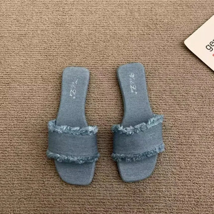 Vintage Summer Open Toe Weave Women Flats Slippers Shoes Concise Outdoor Beach Vacation Ladies Dress Slides