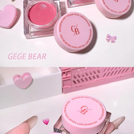 Gegebear Soft Blush Cream Tender and Multi-color Korean Style Contouring Lip Gloss Multi-purpose Rouge Cream