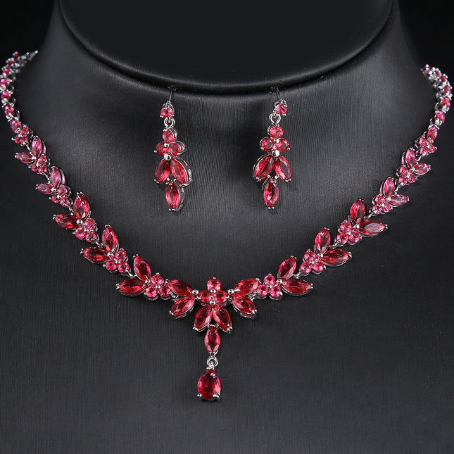 Emmaya Exquisite Jewelry Sets For Women Wedding Party Accessories Cubic Zircon Stud Earrings & Necklace Gift