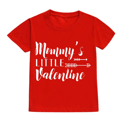 Daddy and Mommy's Valentine Print Kids T-Shirt Child Red Shirts Tops Boys Girls T-Shirt Valentine's Day Party Gifts Casual Clothes