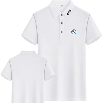 BMW T-Shirt Solid Color Lapel Short-Sleeved Polo Shirt Pure Cotton High-End Fashion Trend Unisex Classic Logo Harajuku Summer
