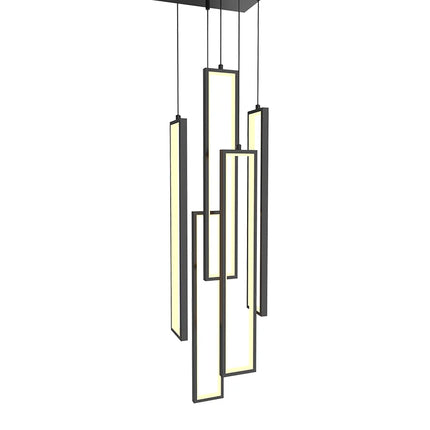 Minimalist Staircase Chandeliers Modern Lighting Fixtures in Loft Apartments Square LED Pendant Lamp Hall Hanging Chandelier