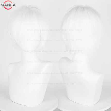 Anime 30cm Short Straight Cosplay Wig Black White Green Brown Purple Blue Gray Red Gold Man Women Heat Resistant Synthetic Hair