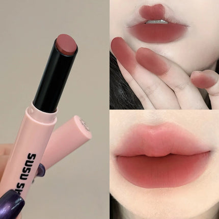 Rouge à Lèvres Violet Gris Fumé Fini Velours Mat Application Douce Mousse à Lèvres Teinte Lèvres Imperméable Brillante Effet Miroir Maquillage Non Décolorant