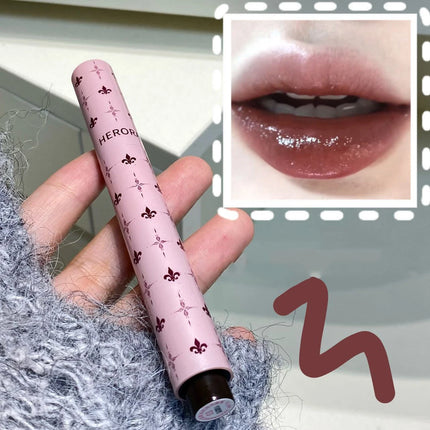 Mulberry Purple Shimmer Lip Jelly Pen Moisturizing Mirror Water Light Solid Lip Gloss Film-forming Non-Fading Gloss Lipstick