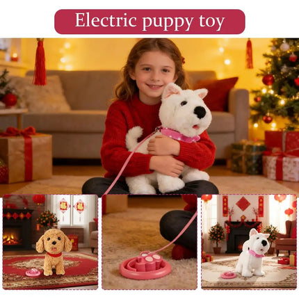 Fashion Simulated Puppy Doll Interactive Walking Simulated Puppy Tail Wagging Barking Walking Dog Toy for Indoor and Outdoor Use