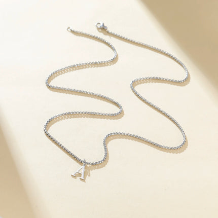 Cazador A-Z Initial Letter Box Chain Necklace for Men Stainless Steel Alphabet Pendant Punk Jewelry Valentine's Day Gift 2026