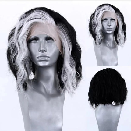 White Ombre Pink Short Bob Body Wave Lace Front Wig Synthetic And Blend 13x4 HD Glueless Heat Resistant Wig On Clearance Sale