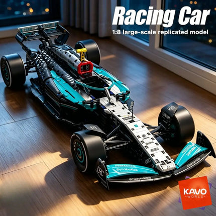 KAVOWORLD DIY Technical Champions Drift Racing Car Brick Model 1:8  Building Blocks Sports Car Puzzle Toys For Home Display Desktop Decor Interlocking Steering Mechanism Realistic Rear Wing Structure Birthday Christmas New Ye