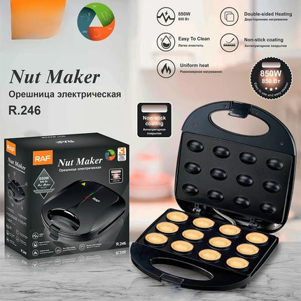 Double Sided Heating Electric Waffle Maker 12 Hole Nut Design for Cakes Baking Business Multifunctional Kitchen Appliance