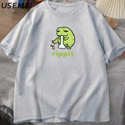 Funny Rippit T-Shirt Frog Graphic T Shirt Causal Cotton Short Sleeve Printed Tshirt Harajuku Streetwear Mens Tshirt Tops