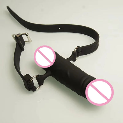 100% Silonce Mouth Gags,BDSM Penis Dildo Gags Double-Ended ,Bondage Restraints,Sex Toys for Couples,Adult Games