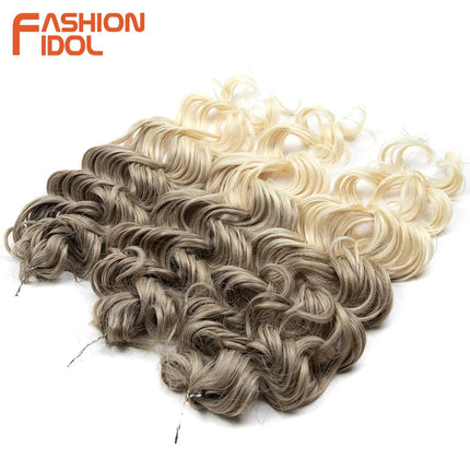 FASHION IDOL 24inch 300g Deep Wavy Crochet Hair Synthetic Twist Curly Hair Crochet Braids Ombre Rainbow Braiding Hair Extensions