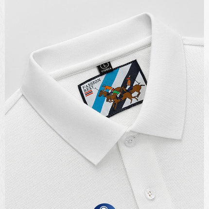Luxury Embroidery Men's Polo Shirt Summer Thin Breathable 100%Cotton Black Navy Blue Lapel Short-Sleeved Tops Brand Clothing