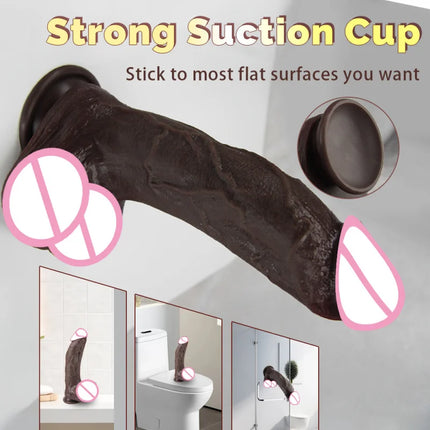 Simulated Dildo Black Soft Lifelike Dildo Realistic Big Dick Cock Soft Silicone Penis Anal Plug Suction Cup Dildos For Women