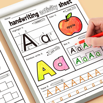Fun Activity Copybook English Letter Handwriting Exercise Book Children's Containing Fun Illustrations 5 Types Interactive Games