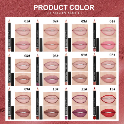 12-Piece Lip Liner Set Velvet Matte Non-Stick Cup Lipstick Waterproof and Sweat-Proof Whitening Autumn and Winter Lip Liner Set