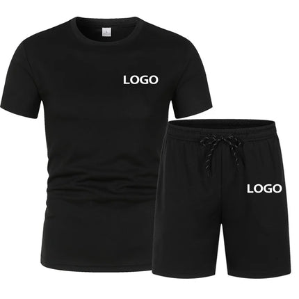 Custom Print DIY Men's Summer T-Shirt Casual Mesh Set Sports Jogging Duo Set Breathable Fast Drying Gym Shirt Football Shirt
