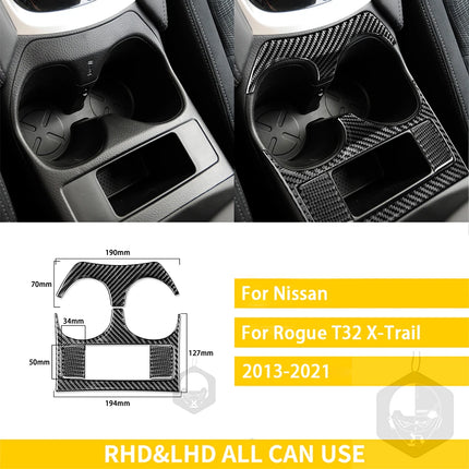 For Nissan X-Trail Rogue T32 2013-2021 Accessories Carbon Fiber Interior Car Door Instrument Cupholder Trim Sticker