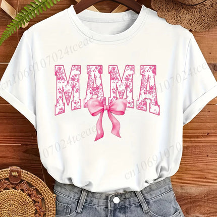 Mama Coquette Print Shirts Graphic Casual T-Shirt Clothing Short Sleeve T Shirt Women's T-Shirt Clothing Top Tee Mother Gifts