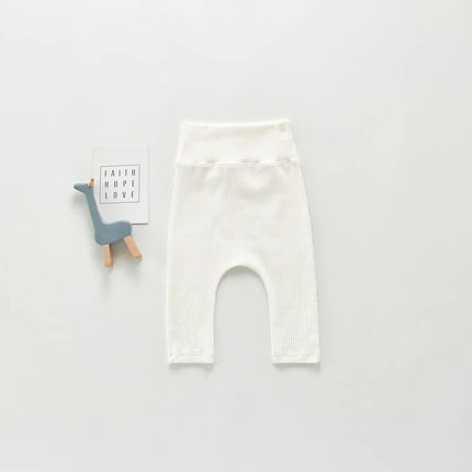 Spring And Autumn Newborn Infant Baby Boys And Girls Cotton Solid Color High Waisted Leggings Kids Fashion Baby Clothing