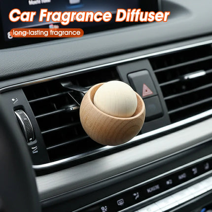 Natural Wood Car Diffuser Flame-Proof Spherical Air Freshener Wooden Odor Eliminator for Car & Home Bedroom Office Desk Interior