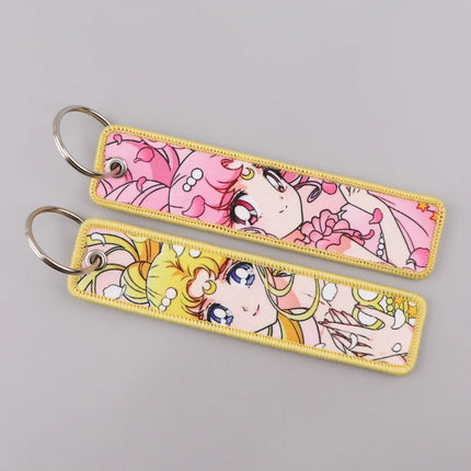 Sailor Moon Keychain Usagi Anime Embroidery Key Tag Motorcycles Cars Backpack Chaveiro Keychain Fashion Key Ring Friends Gift