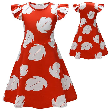 Stitch Cartoon Lilo Girls LILO Girls Skirt Flying Sleeve Dress Son Girl Casual Dresses Halloween Cosplay Skirt