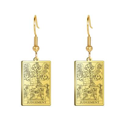 Classic Tarot Cards Stainless Steel Drop Earring for Women Sun Moon Star Lovers Divination Tarot Jewelry Birthday Gift