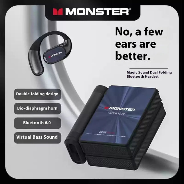 MONSTER AC530 Open Bi-folding Earphones IPX5 Waterproof Bone Bluetooth 6.0 Conduction for Sports and Running Enthusiasts