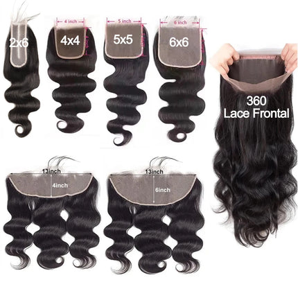 Body Wave 13x6 Lace Frontal Only 2x6 Lace Closure 4x4 5x5 6x6 Transparent Swiss Lace Closure 360 Lace Brazilian 100% Human Hair