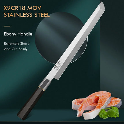 Turwho-Japanese sashimi knife 270mm, kitchen knives, cutting fish meat, filleting slicer, stainless steel, x9cr18mov