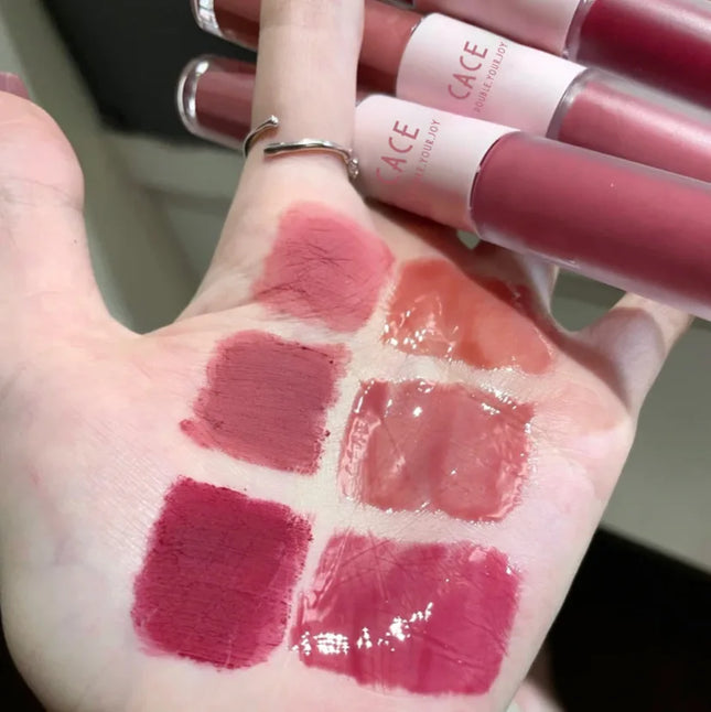 Double Head Lip Gloss Matte Velvet Sexy Red Tint Liquid Lipstick Waterproof Lipgloss Lasting Lip Glaze Korean Makeup Cosmetics
