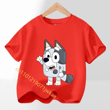Bluey Bingo T-shirt Children's Summer Multi-color Clothing Girl Trendy Base Top Cute Cartoon Figure Print Tees Kids Birthday Gifts
