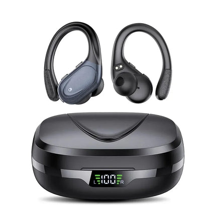 Wireless Running Earbuds 75 Hours Long Battery Life Over The Ear Earbuds with EarHooks Hands Free Wireless Bluetooth Ear Buds