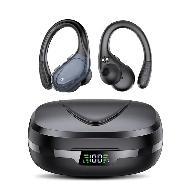 Wireless Running Earbuds 75 Hours Long Battery Life Over The Ear Earbuds with EarHooks Hands Free Wireless Bluetooth Ear Buds