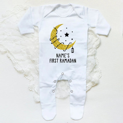 Personalized Baby First Ramadan Bodysuit Infant Long Sleeve Romper Eid Ramadan Islamic Muslim Newborn Keepsake Outfit Jumpsuit