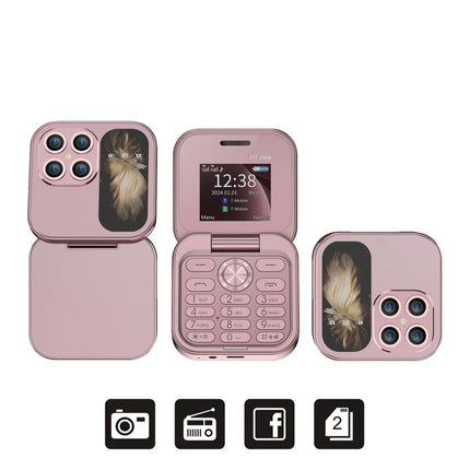 SERVO I17 Mini Foldable Small Mobile Phone 1.77-inch Screen Magic Voice 2G Double SIM Card Slot FM Radio Button Mini Flip Phones