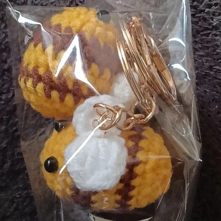 10/1PCS Crochet Bees DIY Handmade Knitted Keychain Keyring Crocheted Mini Bees Pendants Car Key Ring Handbag Charms Gifts