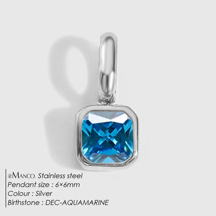 eManco 14K Gold Plated Octagon Metal Charms Stainless Steel Birthstone Pendant  for DIY Necklace Bracelet Jewelry