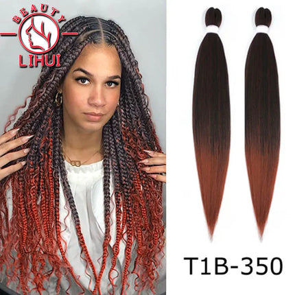 30" Ombre Brown Pre Stretched Braiding Hair YAKI Straight Jumbo Braids Hair Extensions Synthetic Bulk Hair Wholesale Fake Hair