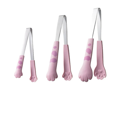Japanese Cat Paw Shape Food Tongs Cute Cartoon Meal Tongs Stainless Steel Barbecue Tongs Sandwich Baking Clip Kitchen Gadgets