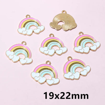 10pcs Rainbow Charms Cute Enamel Metal Charm Pendant for DIY Necklace Bracelet Jewelry Making